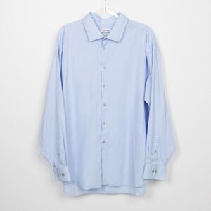 Calvin Klein Pima Cotton Mens Button Down Light Blue Dress Shirt 18 1/2 34/35 XL